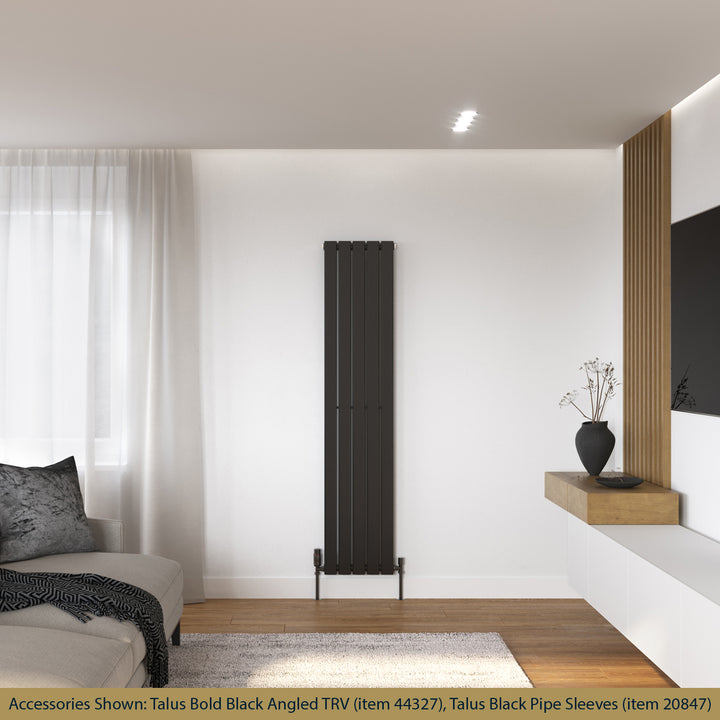Typhoon - Black Designer Radiator H1600mm x W340mm Single Panel - Feet Included