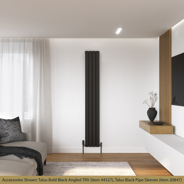 Typhoon - Black Designer Radiator H1800mm x W272mm Double Panel - Feet Included