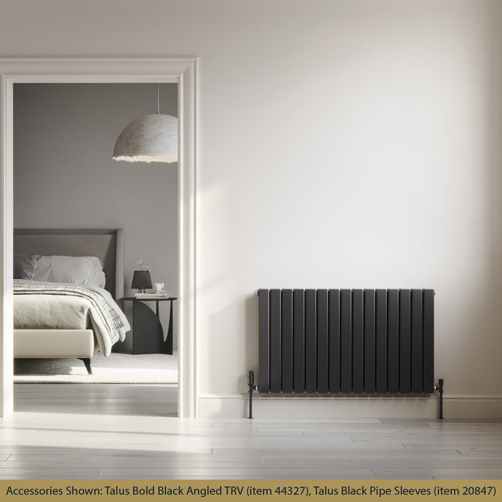 Typhoon - Black Designer Radiator H600mm x W1020mm Double Panel - Feet Included