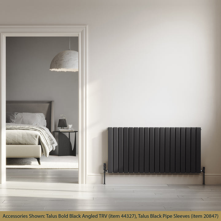 Typhoon - Black Designer Radiator H600mm x W1224mm Double Panel - Feet Included