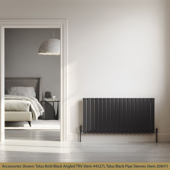 Typhoon - Black Designer Radiator H600mm x W1224mm Single Panel - Feet Included