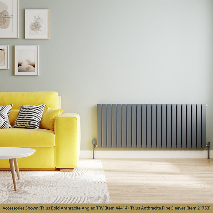 Typhoon - Anthracite Designer Radiator H600mm x W1496mm Double Panel - Feet Included
