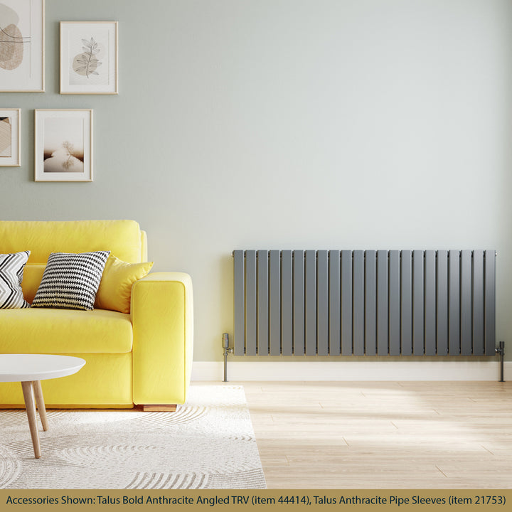 Typhoon - Anthracite Designer Radiator H600mm x W1496mm Single Panel - Feet Included