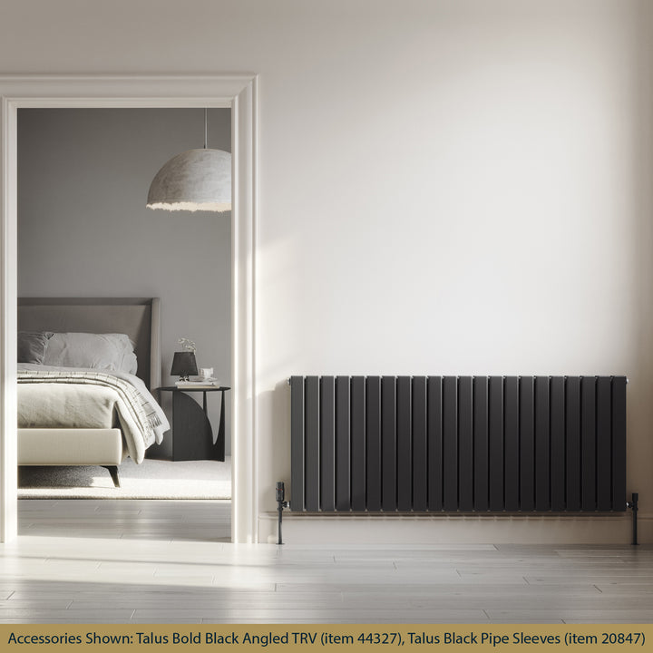 Typhoon - Black Designer Radiator H600mm x W1496mm Double Panel - Feet Included