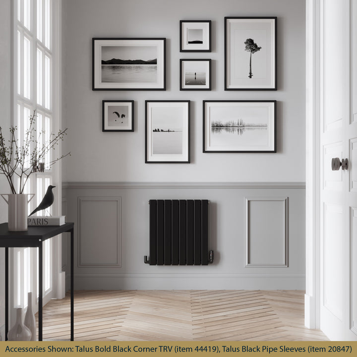 Typhoon - Black Designer Radiator H600mm x W544mm Double Panel - Feet Included
