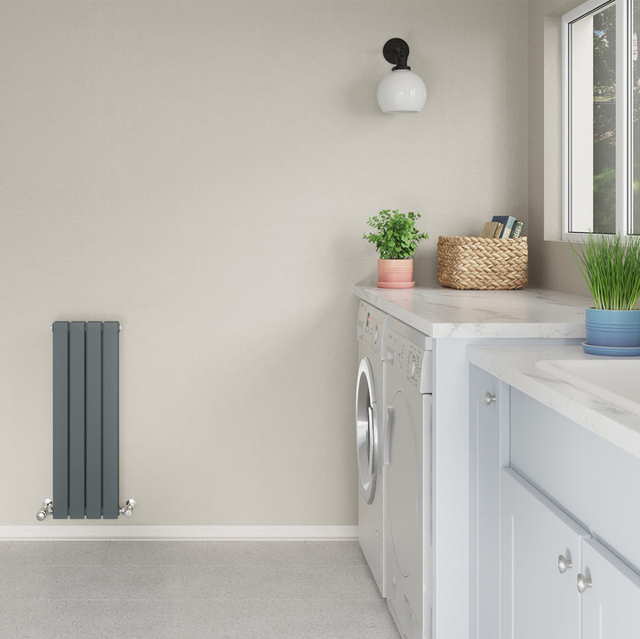 Typhoon - Anthracite Designer Radiator H800mm x W272mm Double Panel - Feet Included