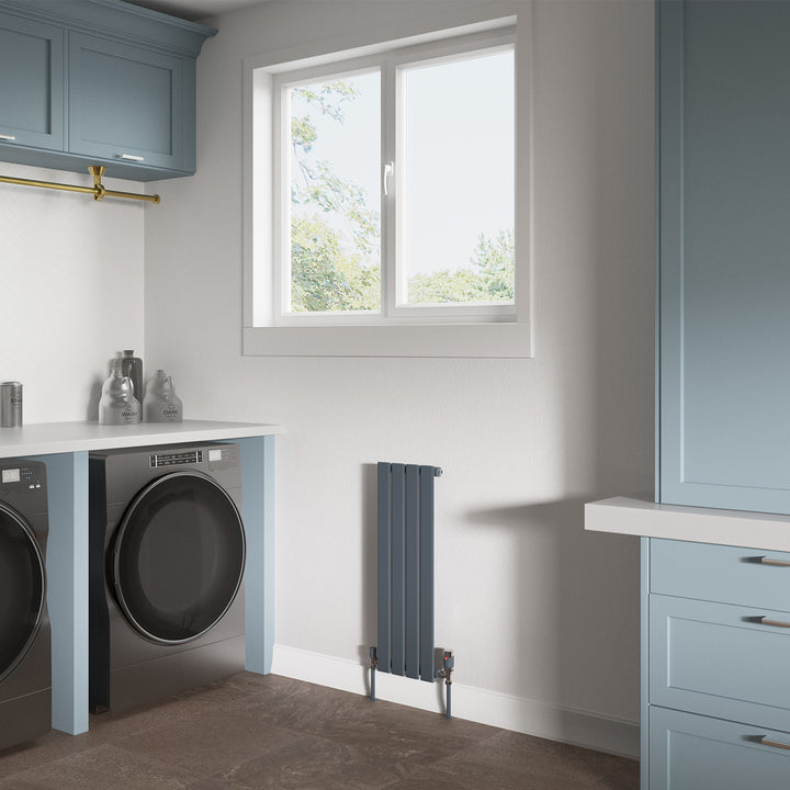 Typhoon - Anthracite Designer Radiator H800mm x W272mm Single Panel - Feet Included
