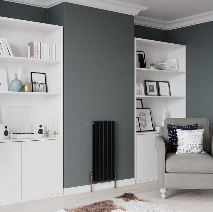 Typhoon - Black Designer Radiator H800mm x W340mm Double Panel - Feet Included