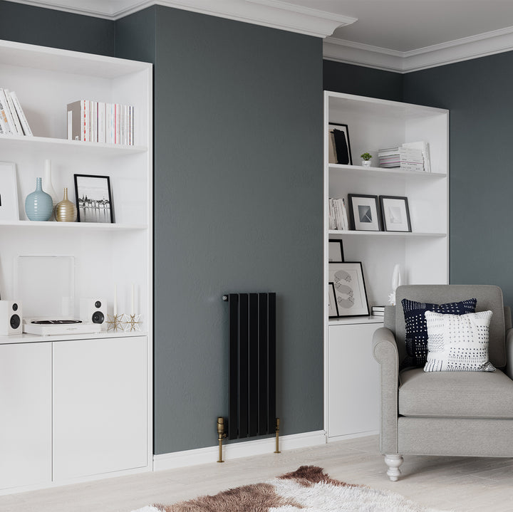 Typhoon - Black Designer Radiator H800mm x W340mm Single Panel - Feet Included