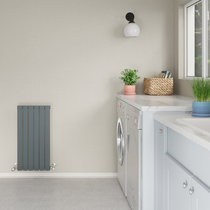 Typhoon - Anthracite Designer Radiator H800mm x W408mm Single Panel - Feet Included