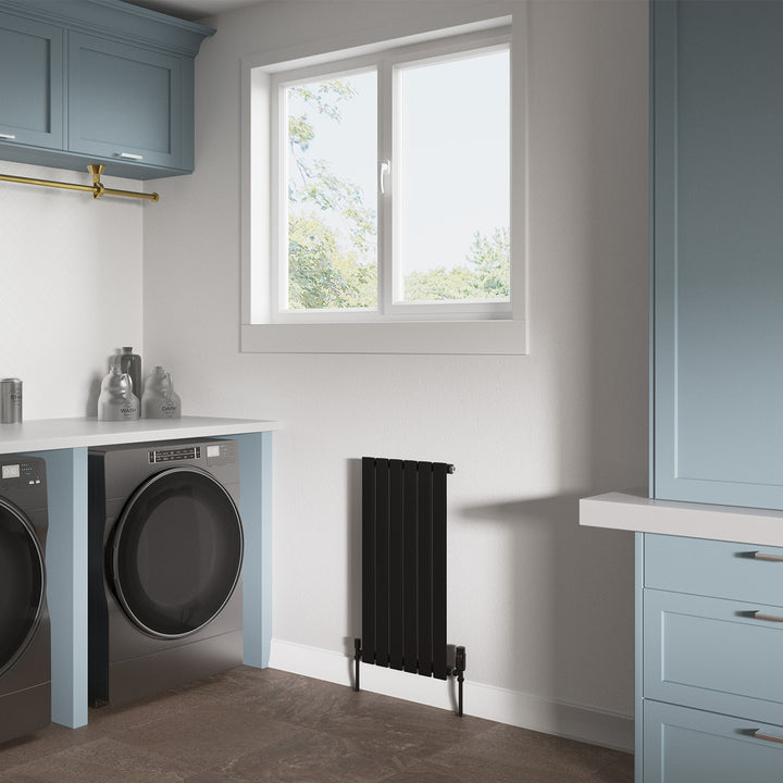 Typhoon - Black Designer Radiator H800mm x W408mm Single Panel - Feet Included