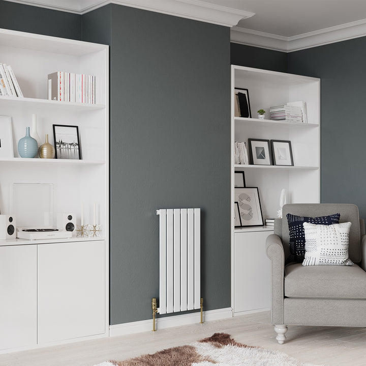 Typhoon - White Designer Radiator H800mm x W408mm Single Panel - Feet Included