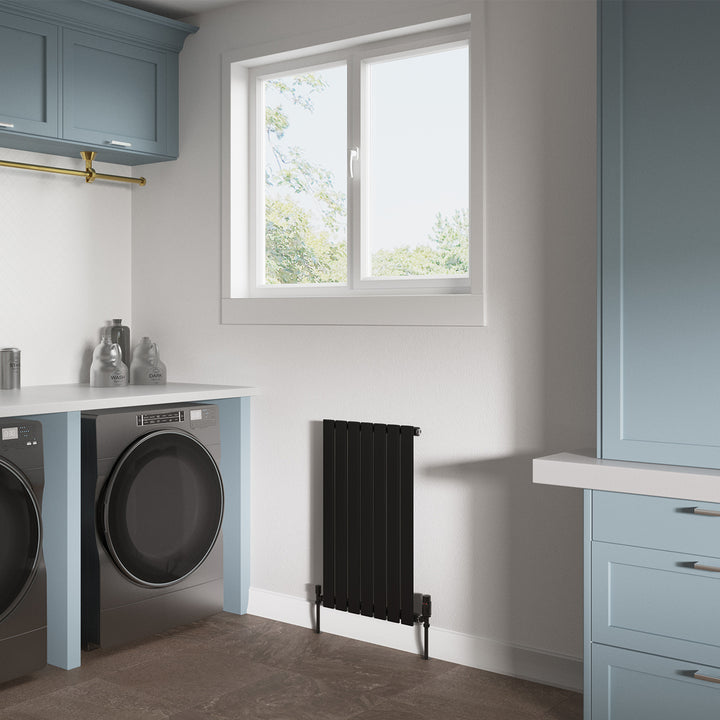 Typhoon - Black Designer Radiator H800mm x W476mm Single Panel - Feet Included