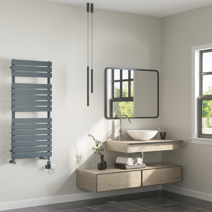 Typhoon - Anthracite Dual Fuel Towel Rail H1156mm x W500mm Thermostatic WIFI