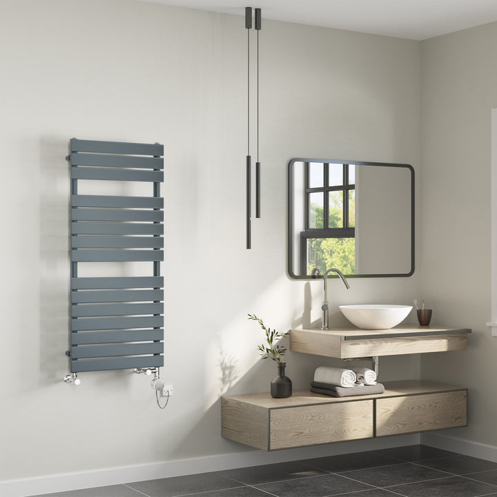 Typhoon - Anthracite Dual Fuel Towel Rail H1156mm x W500mm Thermostatic