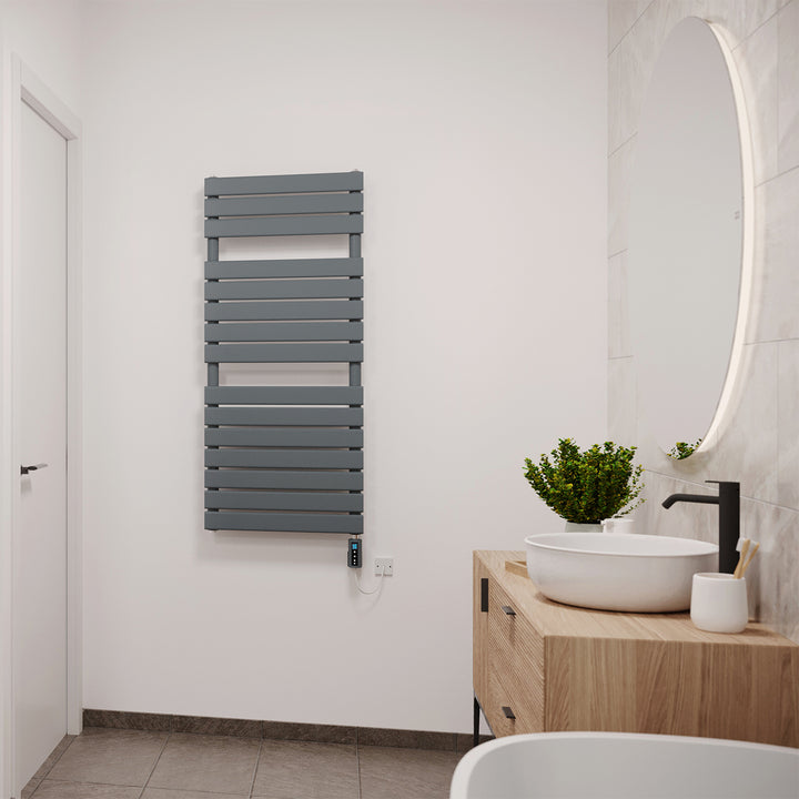 Typhoon - Anthracite Electric Towel Rail H1156mm x W500mm 600w Thermostatic WIFI