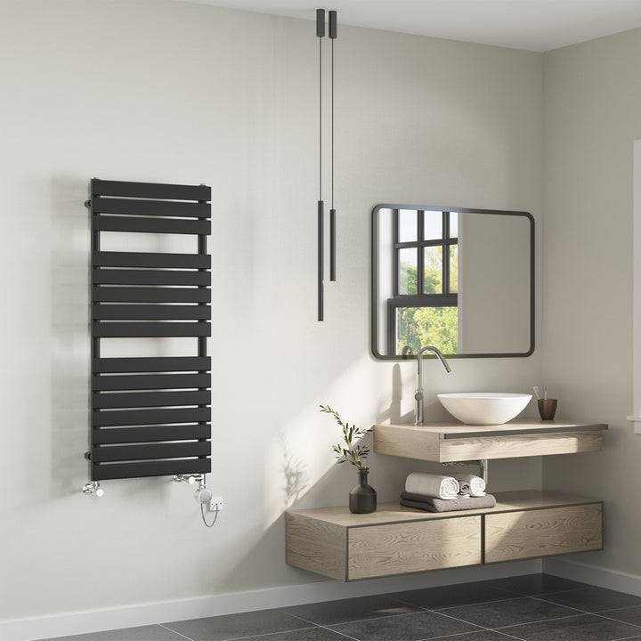 Typhoon - Black Dual Fuel Towel Rail H1156mm x W500mm Thermostatic