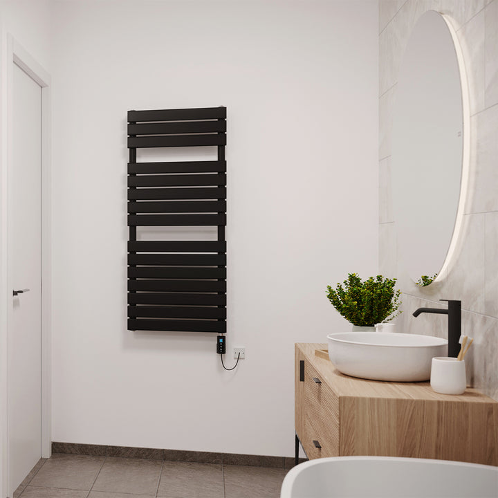 Typhoon - Black Electric Towel Rail H1156mm x W500mm 600w Thermostatic WIFI