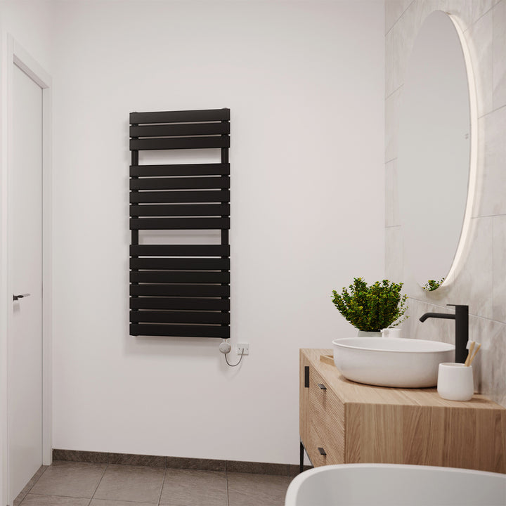 Typhoon - Black Electric Towel Rail H1156mm x W500mm 600w Thermostatic