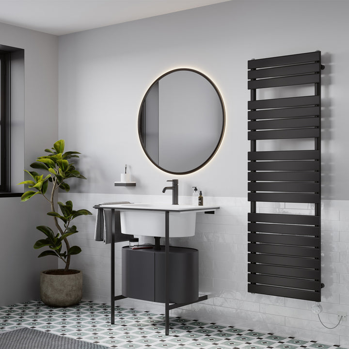 Typhoon - Black Electric Towel Rail H1564mm x W500mm 600w Thermostatic