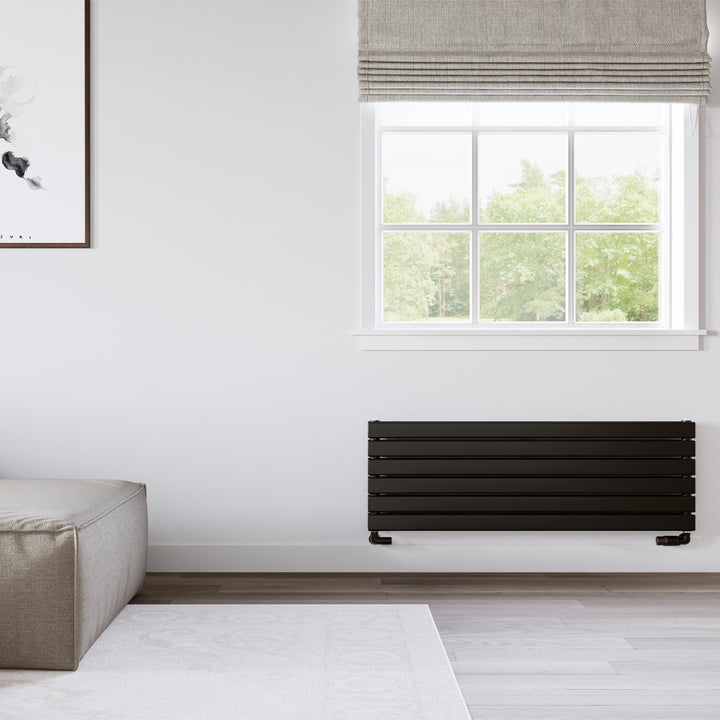 Typhoon Axis - Black Horizontal Radiator H408mm x W1200mm Double Panel