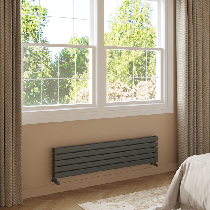 Typhoon Axis - Anthracite Horizontal Radiator H340mm x W1400mm Double Panel