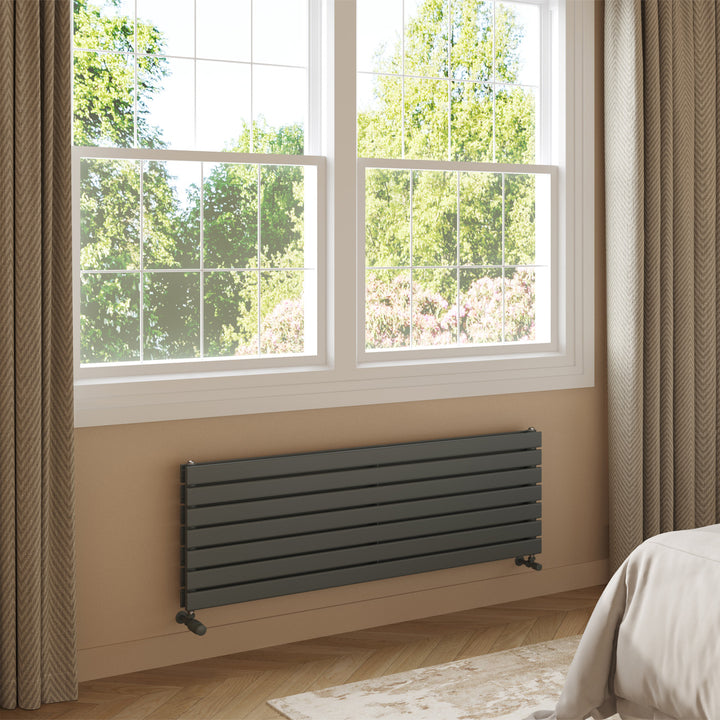 Typhoon Axis - Anthracite Horizontal Radiator H476mm x W1400mm Double Panel