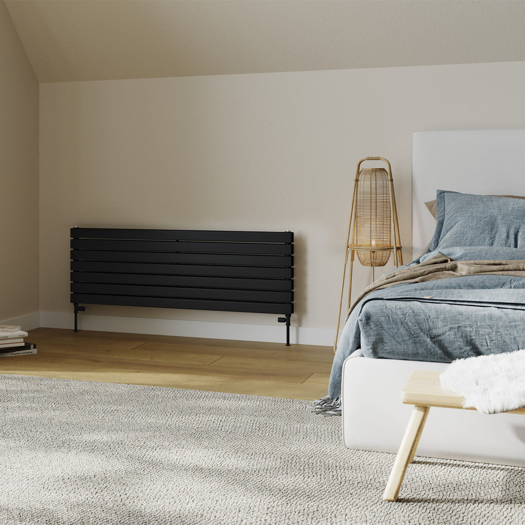 Black Horizontal Radiator H476mm x W1400mm Double Panel - Typhoon Axis ...
