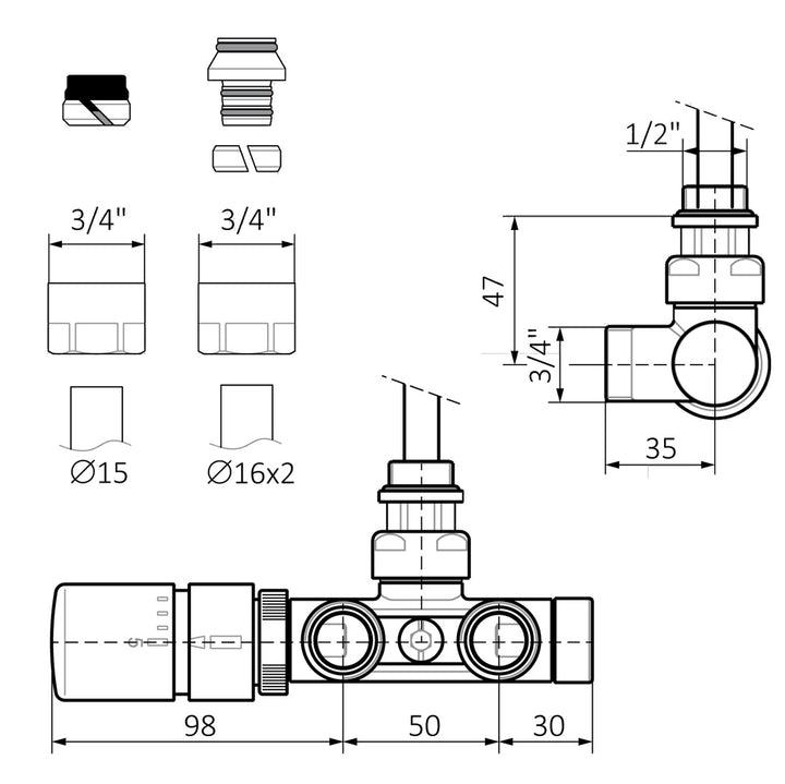 SIM - Dual Fuel Towel Rail Kits 800w Standard