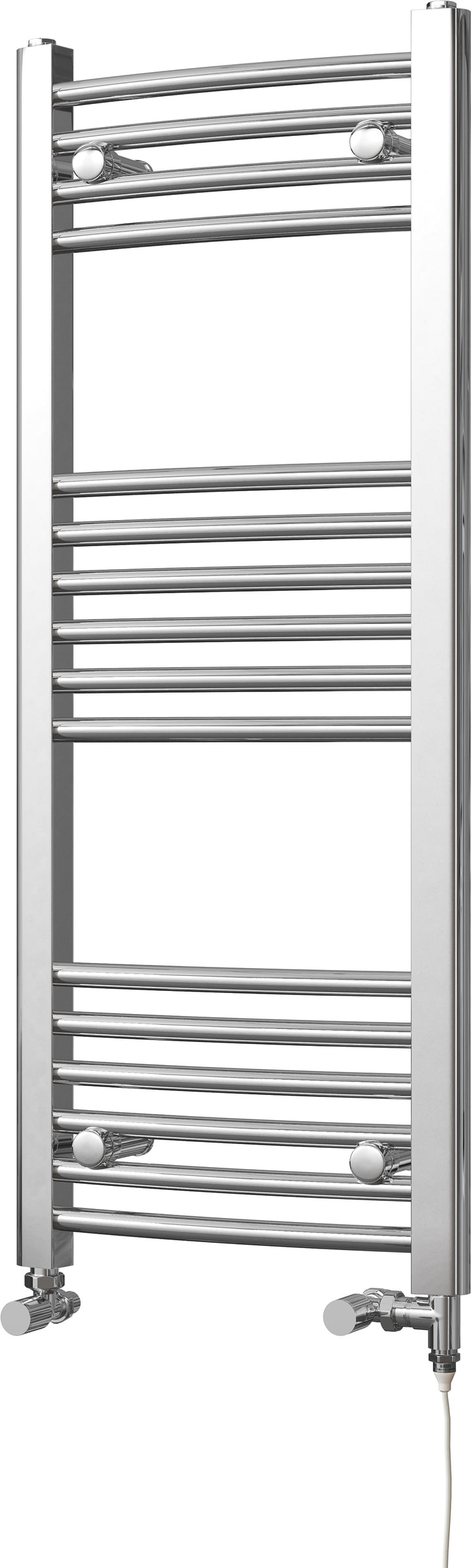 Zennor - Chrome Dual Fuel Towel Rail H1000mm x W400mm Standard - Curved