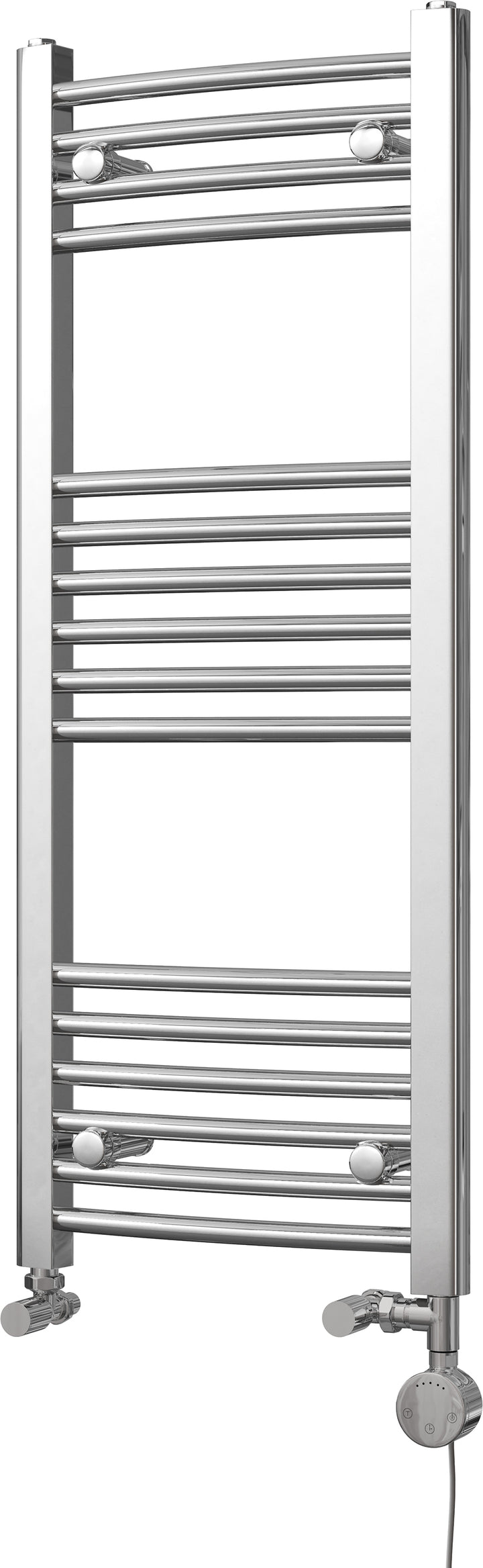 Zennor - Chrome Dual Fuel Towel Rail H1000mm x W400mm Thermostatic - Curved