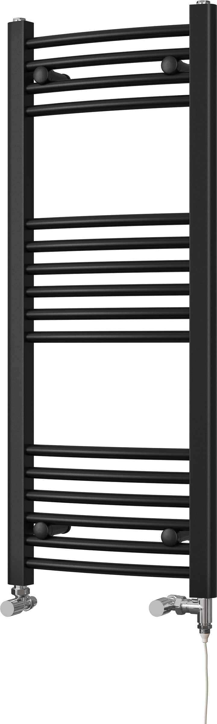 Zennor - Black Dual Fuel Towel Rail H1000mm x W400mm Standard - Curved