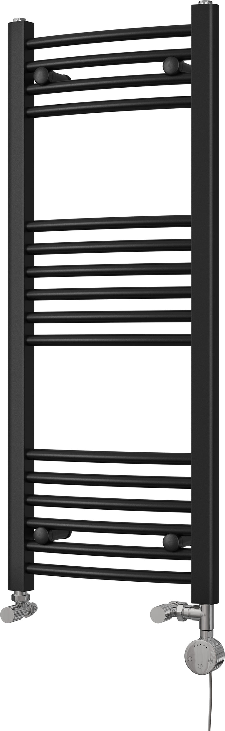 Zennor - Black Dual Fuel Towel Rail H1000mm x W400mm Thermostatic - Curved