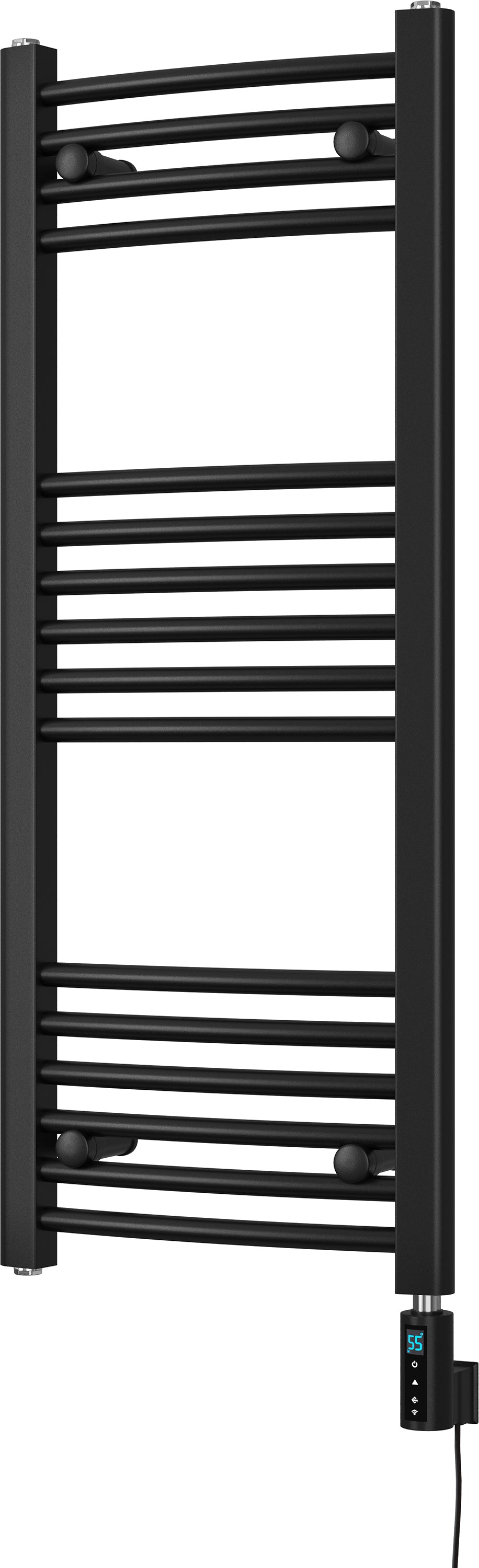 Black Electric Towel Rail H1000mm x W400mm Curved 300w Thermostatic ...