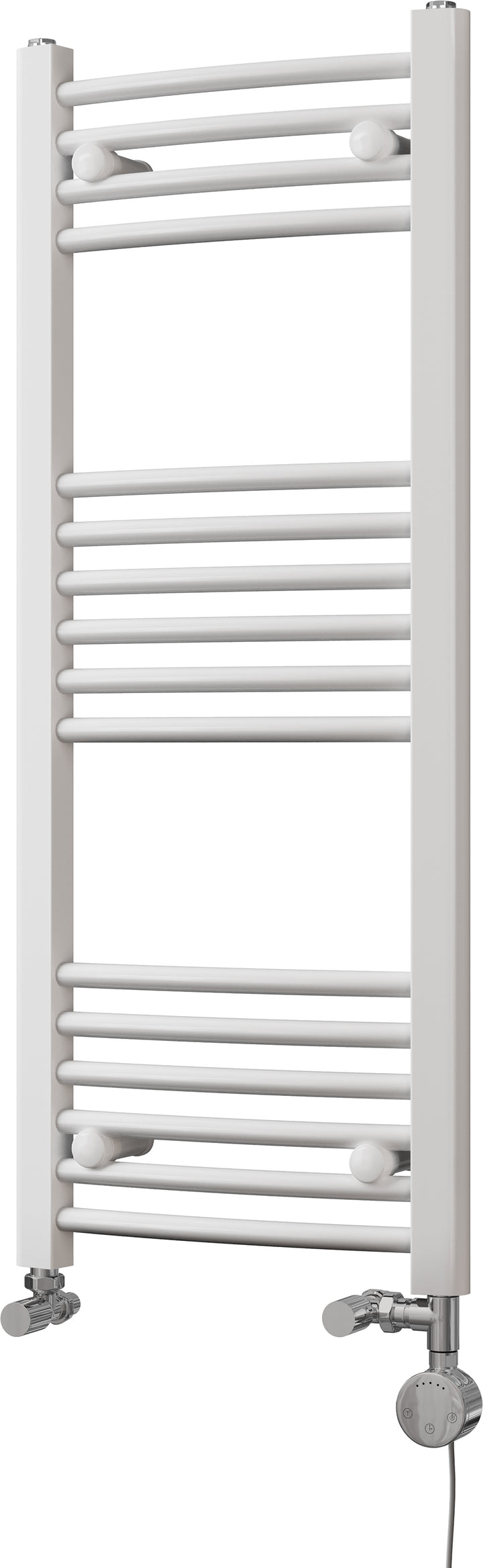 Zennor - White Dual Fuel Towel Rail H1000mm x W400mm Thermostatic - Curved