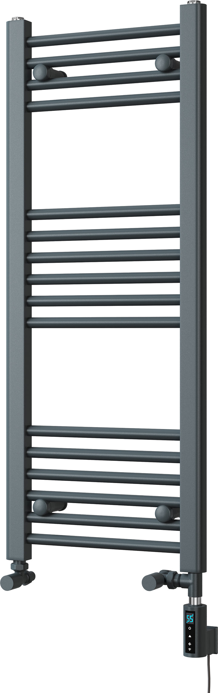 Zennor - Anthracite Dual Fuel Towel Rail  H1000mm x W400mm Thermostatic WIFI - Straight