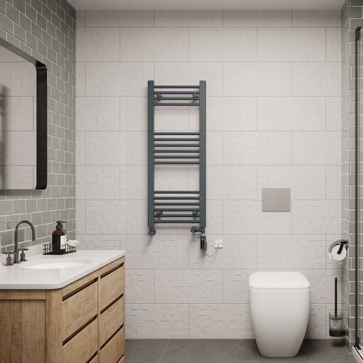 Zennor - Anthracite Dual Fuel Towel Rail  H1000mm x W400mm Thermostatic WIFI - Straight