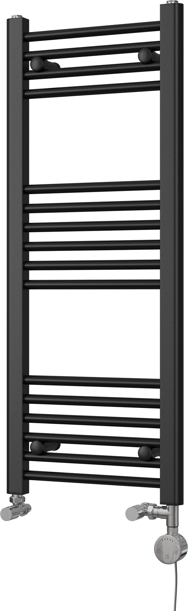 Zennor - Black Dual Fuel Towel Rail H1000mm x W400mm Thermostatic - Straight