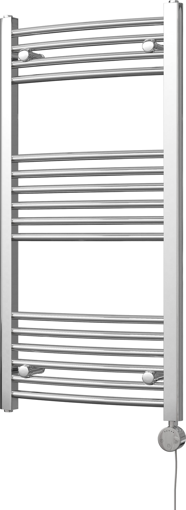 Zennor - Chrome Electric Towel Rail H1000mm x W500mm Curved 300w Thermostatic