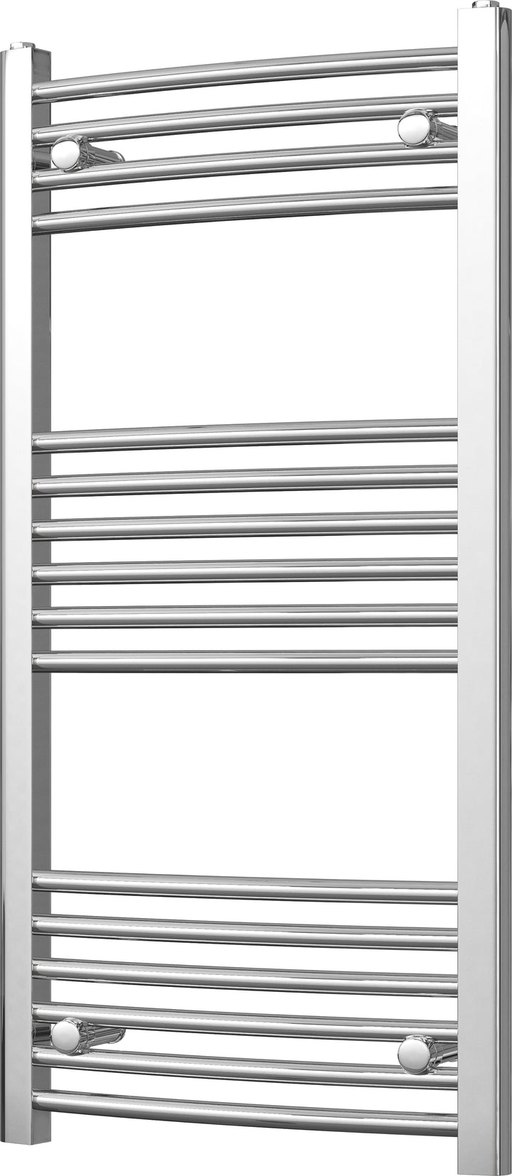 Zennor - Chrome Heated Towel Rail - H1000mm x W500mm - Curved