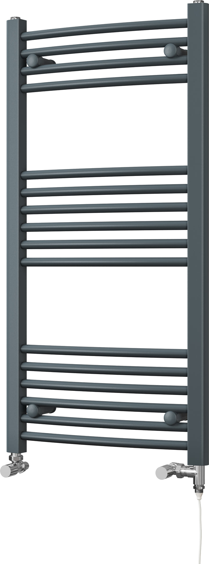 Zennor - Anthracite Dual Fuel Towel Rail  H1000mm x W500mm Standard - Curved