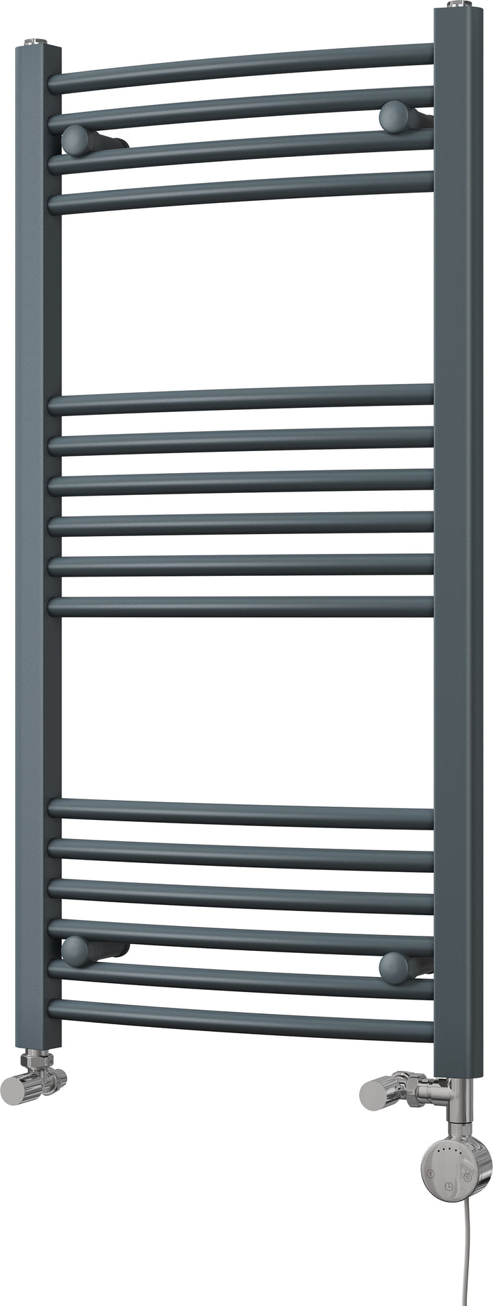 Zennor - Anthracite Dual Fuel Towel Rail  H1000mm x W500mm Thermostatic - Curved