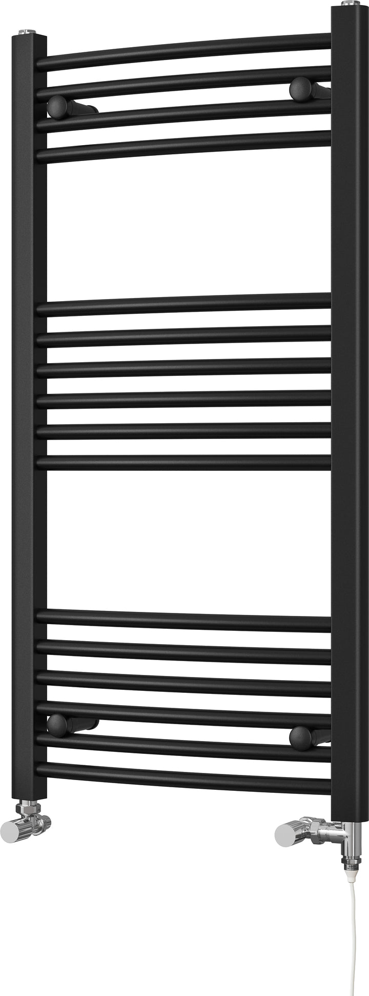 Zennor - Black Dual Fuel Towel Rail H1000mm x W500mm Standard - Curved