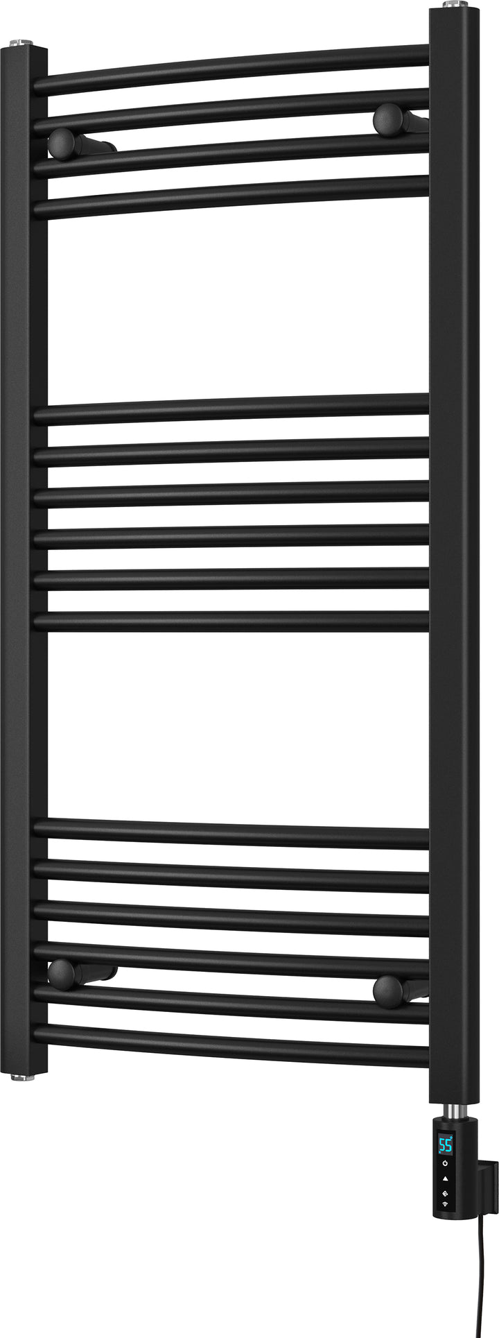 Zennor - Black Electric Towel Rail H1000mm x W500mm Curved 300w Thermostatic WIFI