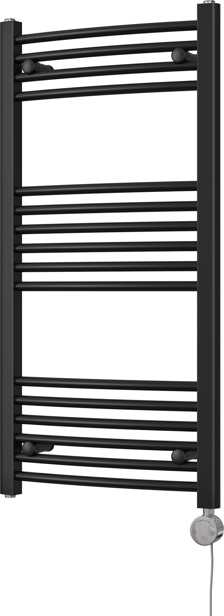 Zennor - Black Electric Towel Rail H1000mm x W500mm Curved 300w Thermostatic