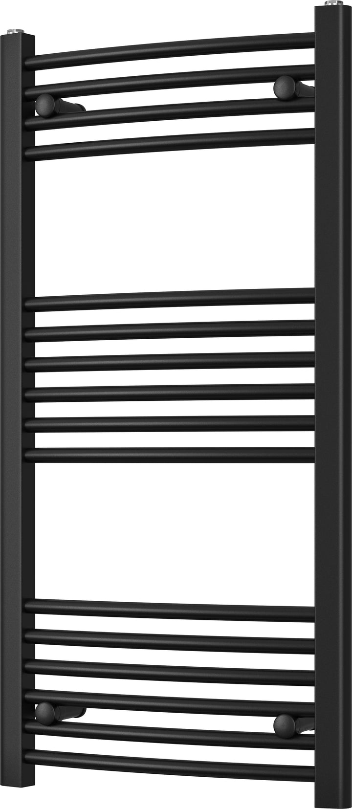 Zennor - Black Heated Towel Rail - H1000mm x W500mm - Curved