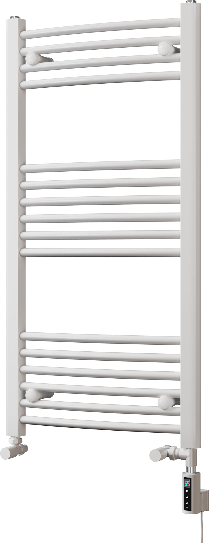 Zennor - White Dual Fuel Towel Rail H1000mm x W500mm Thermostatic WIFI - Curved