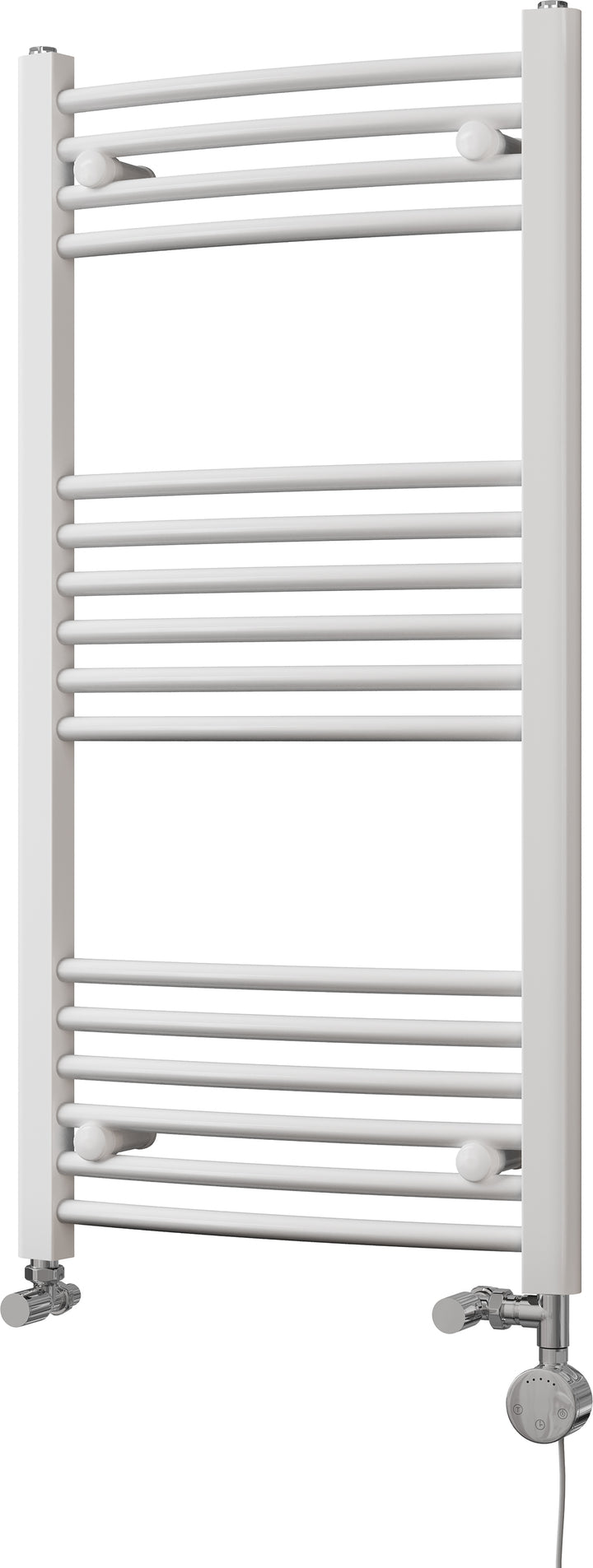 Zennor - White Dual Fuel Towel Rail H1000mm x W500mm Thermostatic - Curved