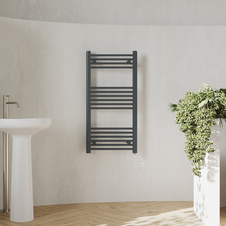 Zennor - Anthracite Electric Towel Rail H1000mm x W500mm Straight 300w Standard