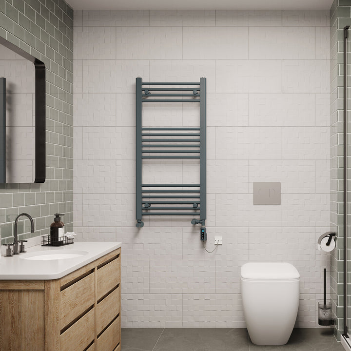 Zennor - Anthracite Dual Fuel Towel Rail H1000mm x W500mm Thermostatic WIFI - Straight